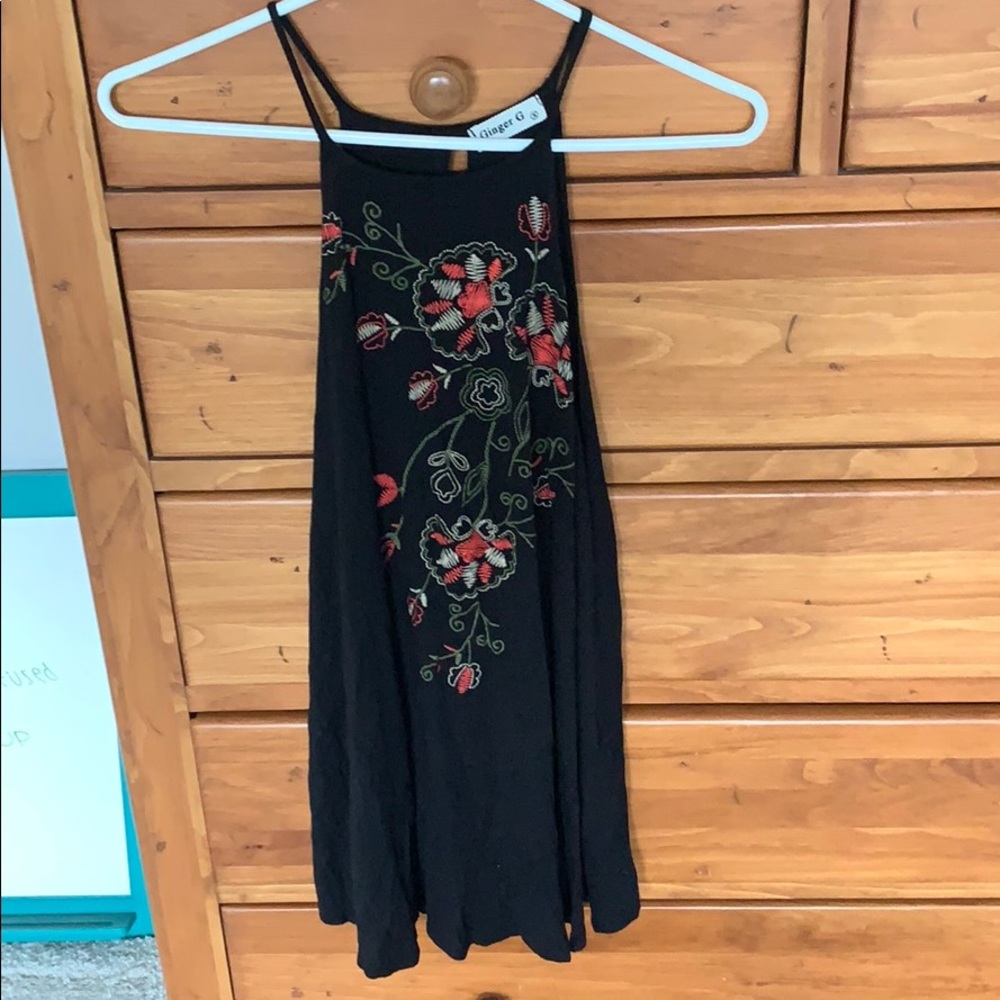 black flower tank top